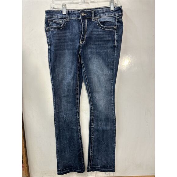 True Luck Jeans Womens Blue Pants Stretch Denim Embroidered‎ Sexy 13/14 - Picture 1 of 10